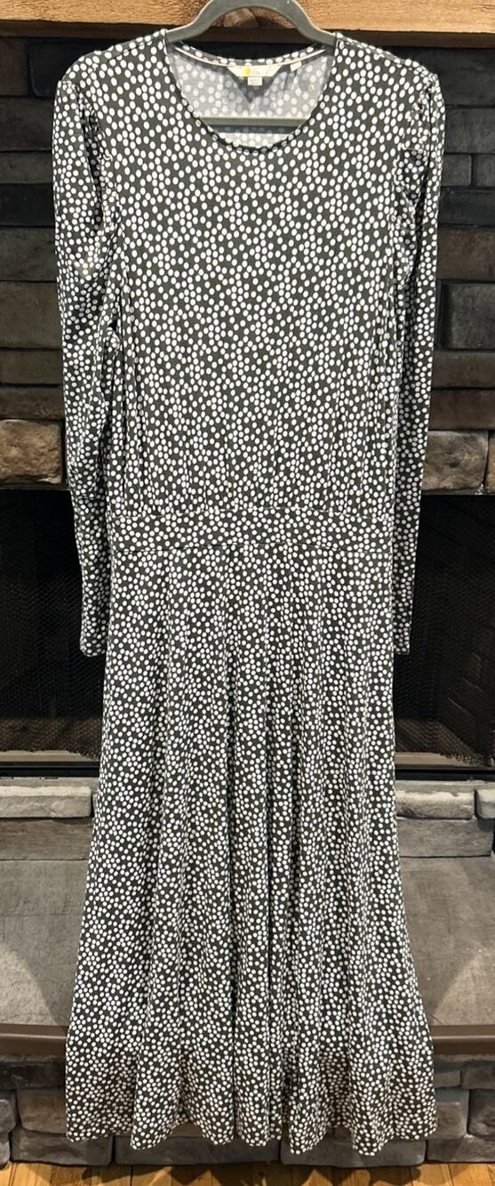 Women’s BODEN Olive Green Polka Dots Maxi Dress Size 8 R *C6